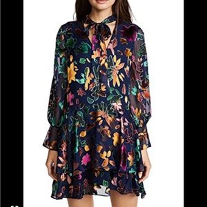 Alice and Olivia Prisma Floral Moore Silk and velvet dress